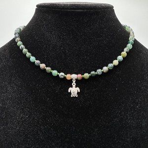 Jasper Stone Turtle Necklace
